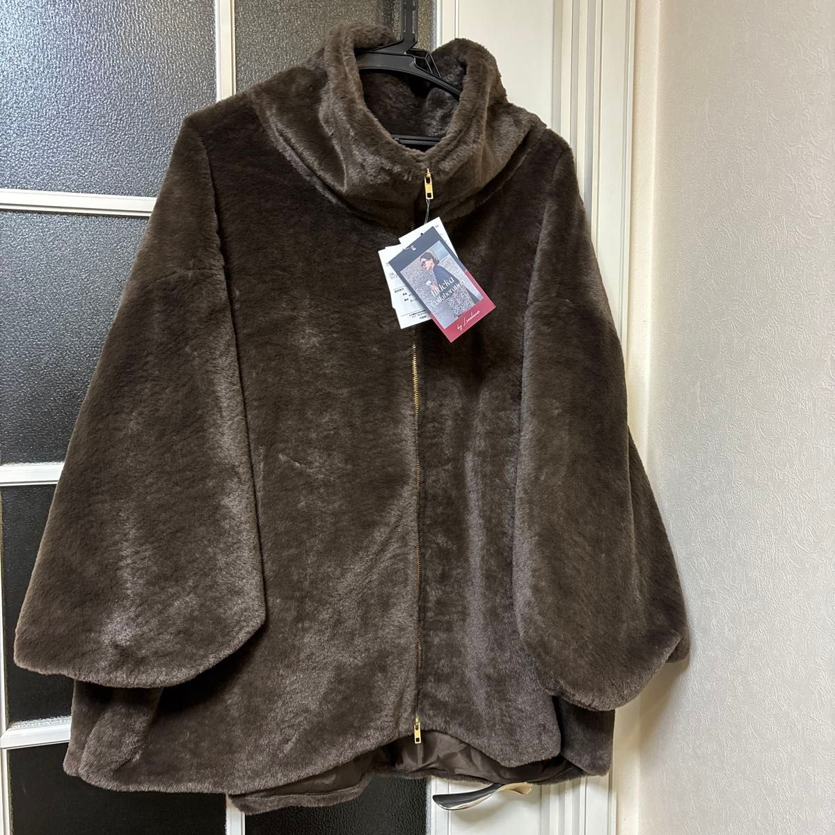 しまむら hideka コラボ フェイクファーダブルZIPブルゾン 濃茶 しまむら hideka コラボ フェイクファーダブルZIPブルゾン 濃茶