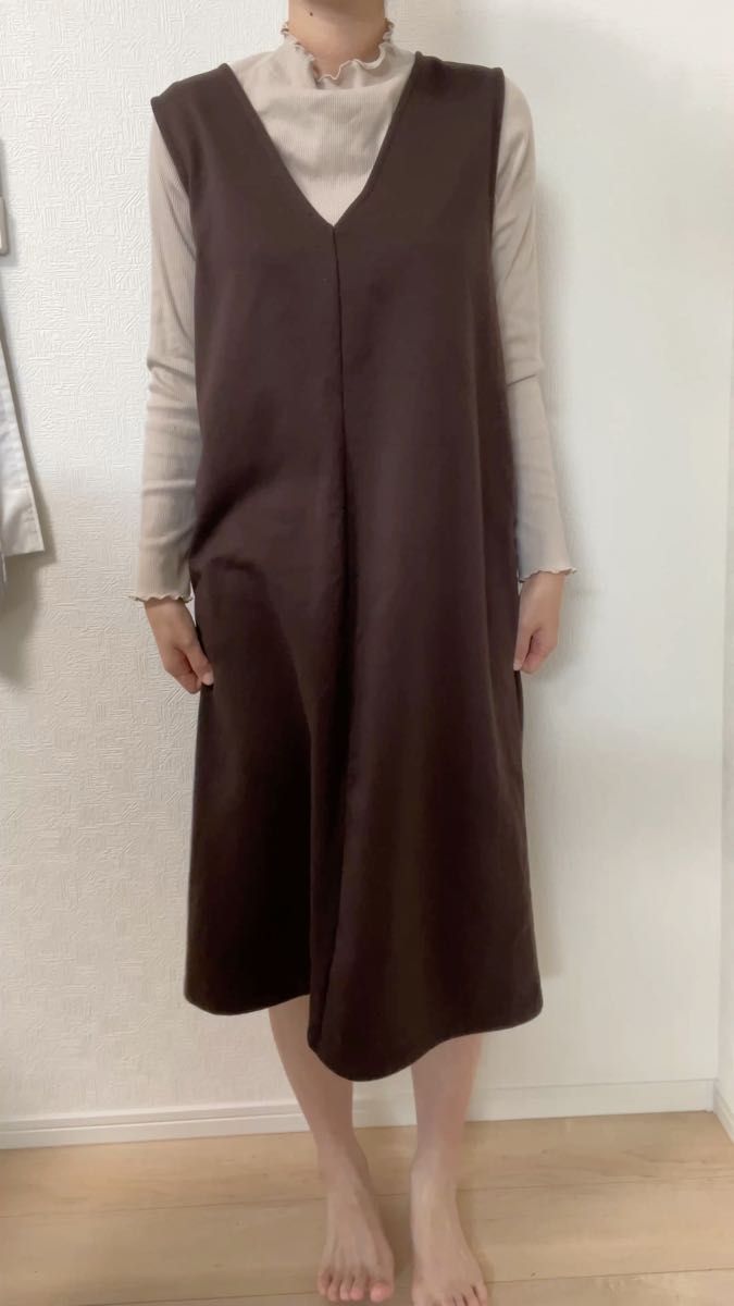 【期間限定値下げ中】マタニティ用 普段着 ブラウン ワンピース 2点セット