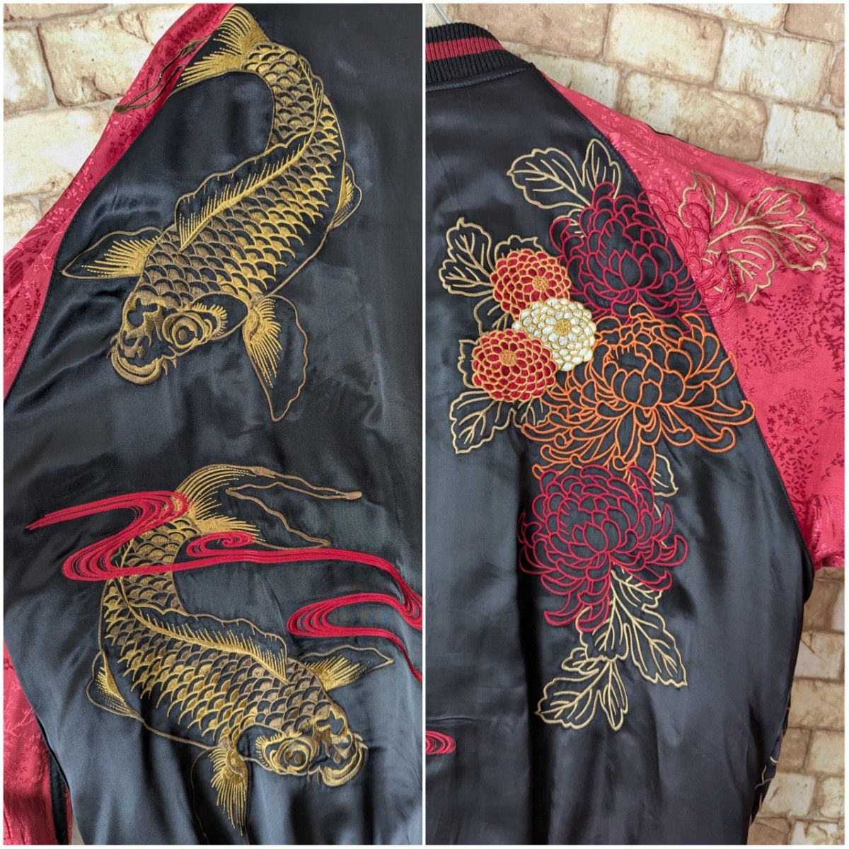 シルク100%】雅結 リバーシブル ドラゴン 刺繍 上質スカジャン シルク100%】雅結 リバーシブル ドラゴン 刺繍 上質スカジャン