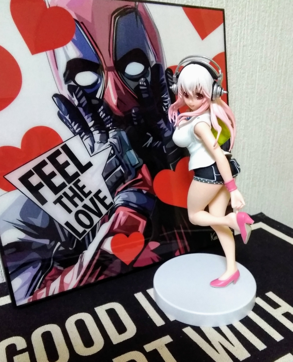  prompt decision Super Sonico figure doll headphone hot pants pretty objet d'art ornament pink high heel wristband polka dot necktie 