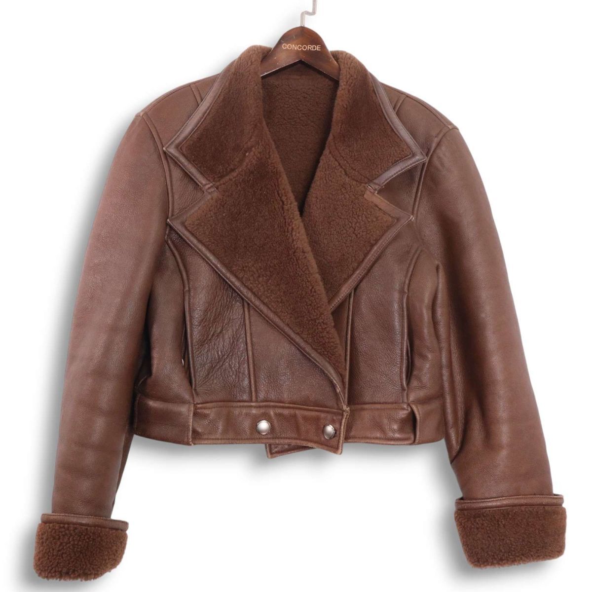 Mias X 秋冬 羊革 リアル ラム レザー♪ ボア ムートン ダブル ライダース ジャケット Sz.40 レディース　K4T01953_B#N