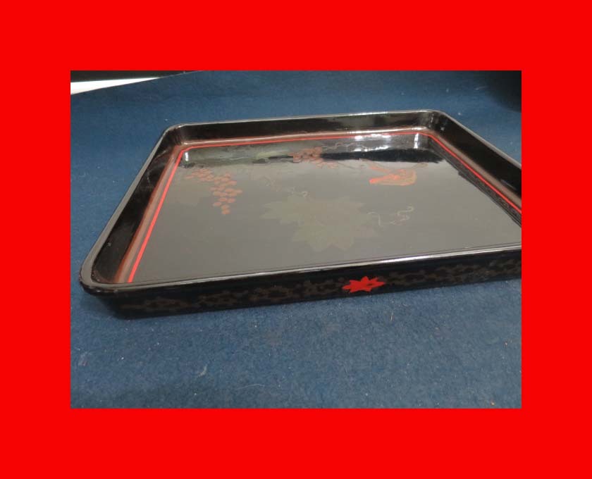 :即決【古都京都】「黒漆絵盆C-415」家具・民具・調度品.蒔絵・置物・時代箪笥〝家〟