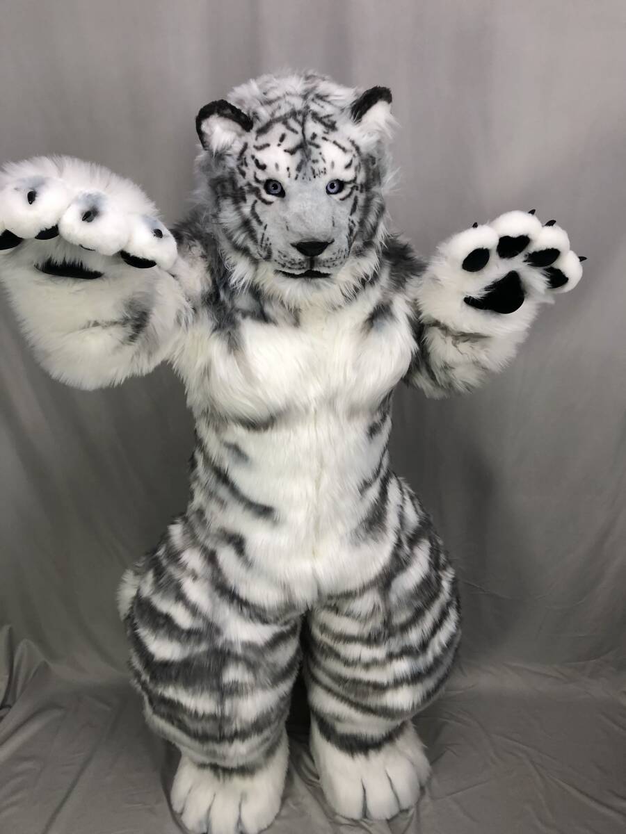 ハンドメイド リアル 白虎 着ぐるみ ケモノ マスク コスプレ ハンドメイド リアル 白虎 着ぐるみ ケモノ マスク コスプレ