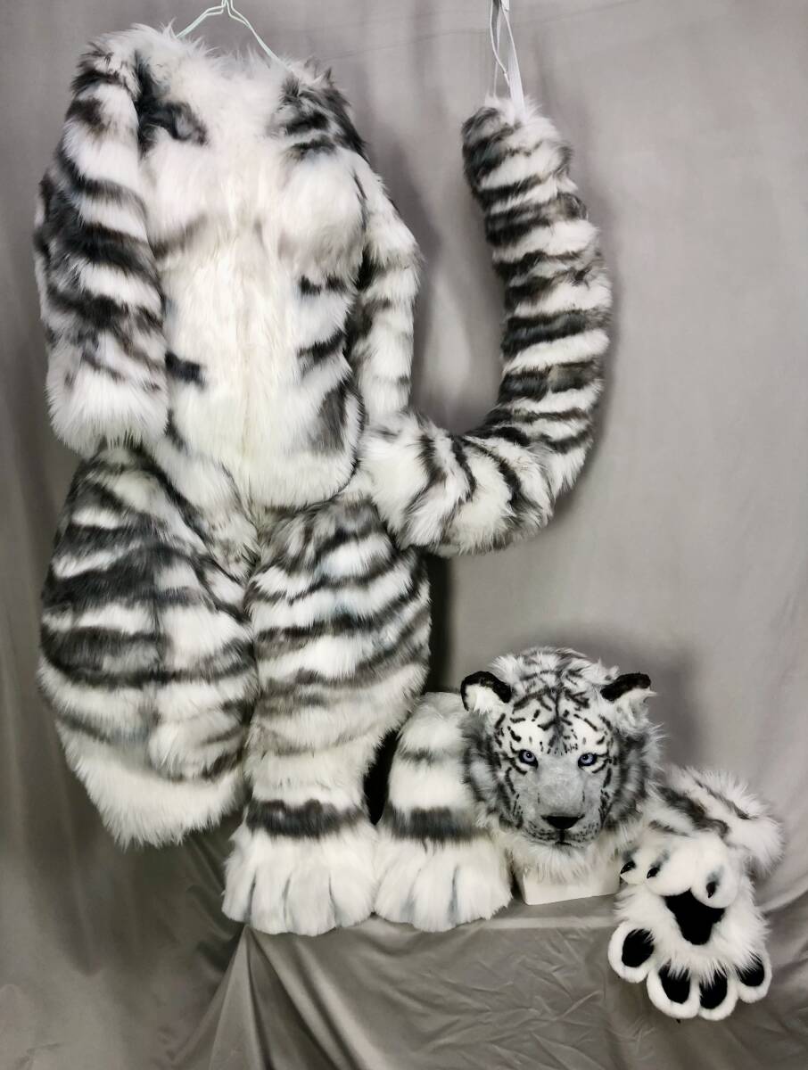 ハンドメイド リアル 白虎 着ぐるみ ケモノ マスク コスプレ ハンドメイド リアル 白虎 着ぐるみ ケモノ マスク コスプレ
