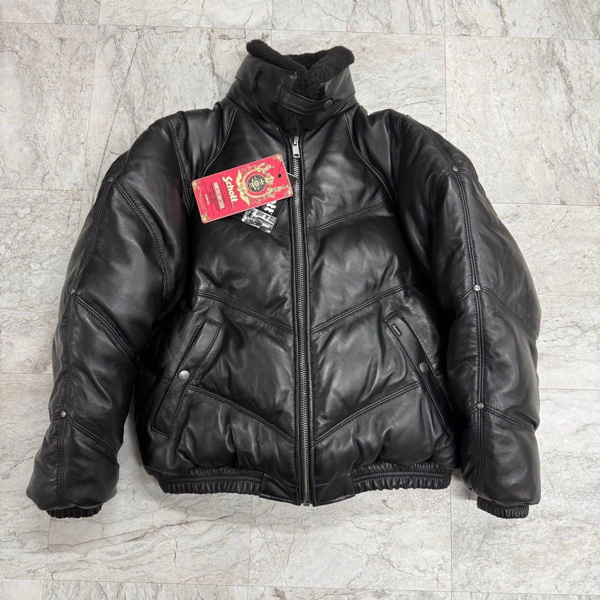 専用 Supreme x Schott Chevron Leather Down Puffer Jacket 専用 Supreme x Schott Chevron Leather Down Puffer Jacket