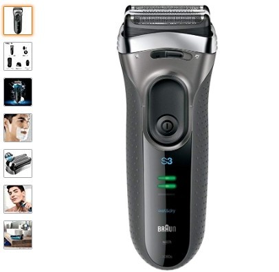 BRAUN MEN'S EC SHAVER SIRIES3 3080s-S 3BLADES WASH/BATH OK SILVER_画像1