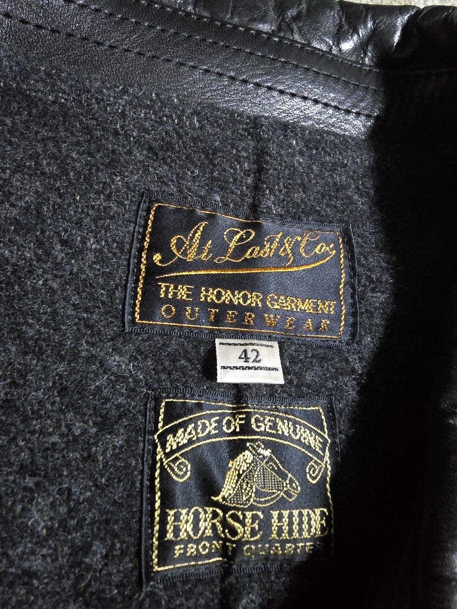 アットラスト ホースハイド ダブル カーコート 42 黒 Timeworn アットラスト ホースハイド ダブル カーコート 42 黒 Timeworn