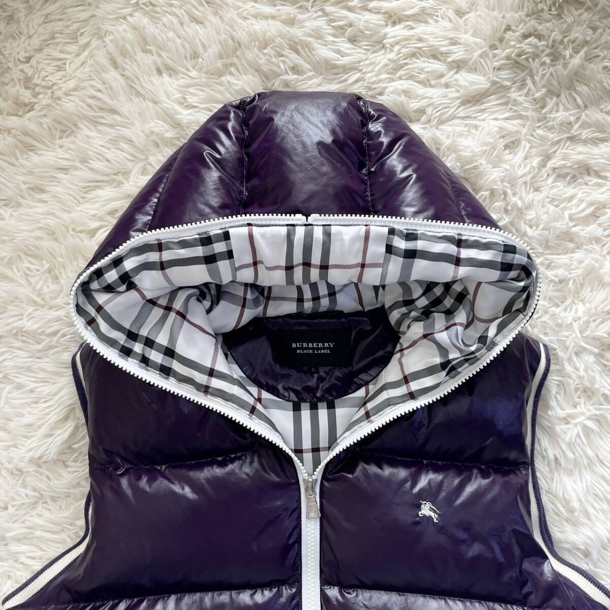 ✨極美品✨BURBERRY BLACK LABEL ダウンベスト ホースロゴ Bibian 比比昂- 美品!!! バーバリーブラックレーベル『極暖