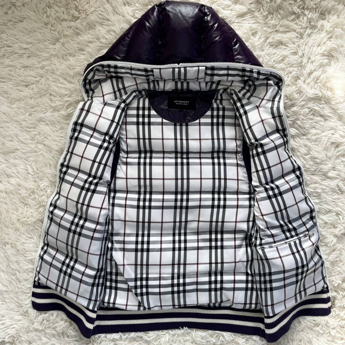 極暖✨BURBERRY バーバリー ブラック ダウンベスト ノバチェック L Bibian 比比昂- 美品!!! バーバリーブラックレーベル『極暖