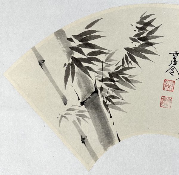 [ genuine work ] west . large road [ Kiyoshi manner bamboo .. fan paper ] hanging scroll paper book@ paper . settled . large virtue temple . ultimate comfort . temple . job tea utensils tea .. Hyogo. person k0312z