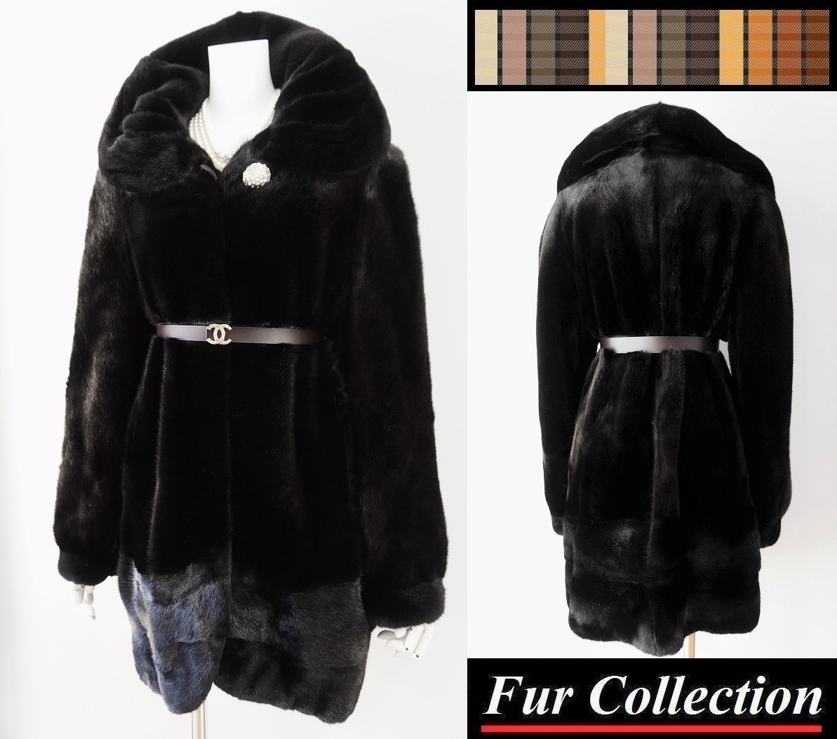 上品なリッチさを印象づけたいとき☆スカンブラックミンク毛皮のコート リアルファーコート レディースファーコート