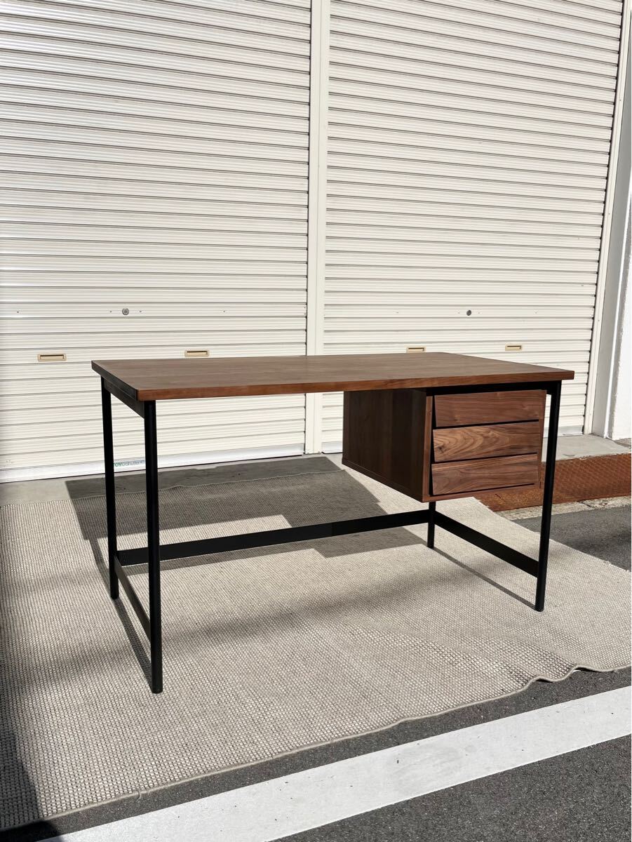 超美品!ウニコ UNICO TALVI/タルヴィ 片袖デスク パソコンデスク 作業台 ウォールナット 勉強机 作業台 書斎 アイアン 大阪市内引取歓迎