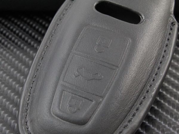 AUDI アウディ 本革 レザー キーケース カラビナ付き ブラック A6 A7 A8 Q8 など キーカバー キーホルダー_画像8