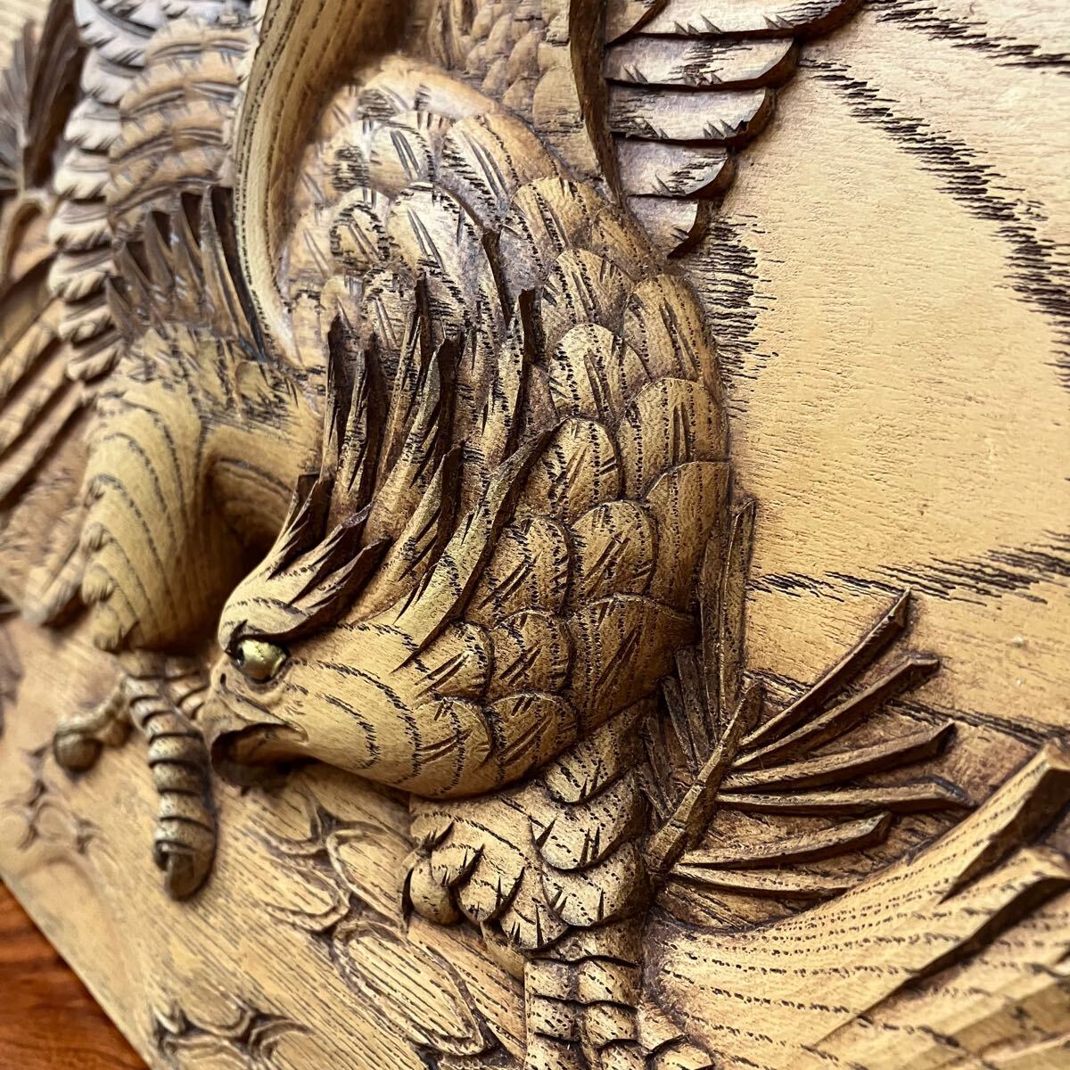 一刀彫 一刀作 松に鷲 木彫り 天然木 鷹 伝統工芸 管T-42(木工 一刀彫 一刀作 松に鷲 木彫り 天然木 鷹 伝統工芸 管T-42(木工