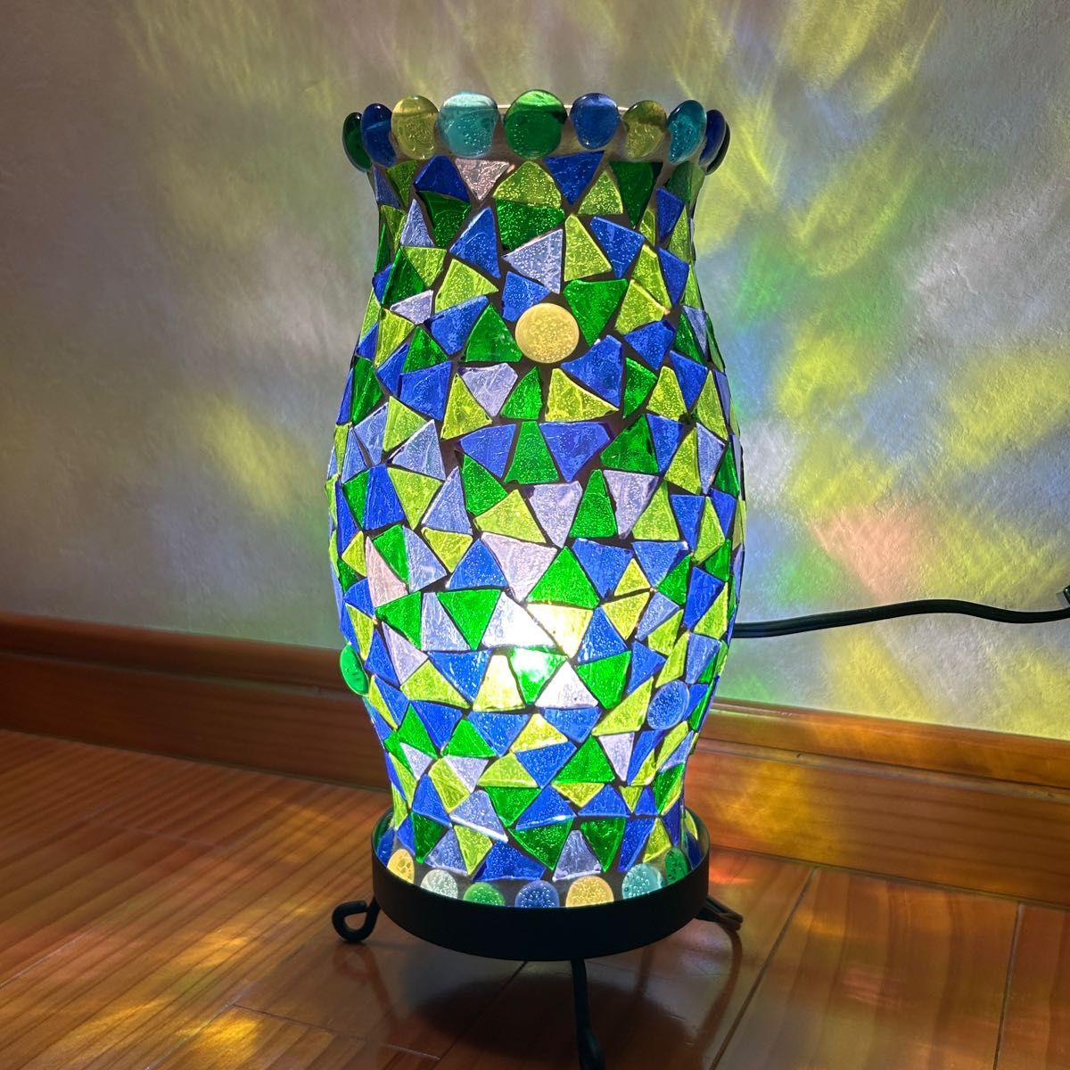 ステンドグラス風 モザイクランプ マルチカラー アンティーク インテリア