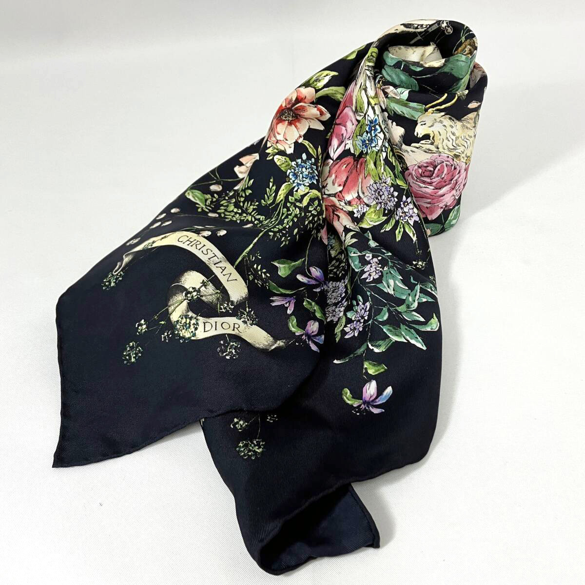 イタリア製クリスチャンディオール◇Vintage華やかな花柄大判 イタリア製クリスチャンディオール◇Vintage華やかな花柄大判