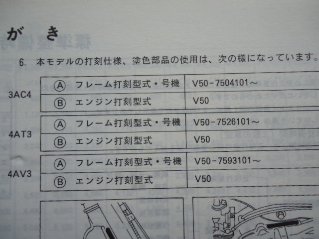 YAMAHA パーツカタログ　V50/D/N V80D/N　93.6発行_画像4