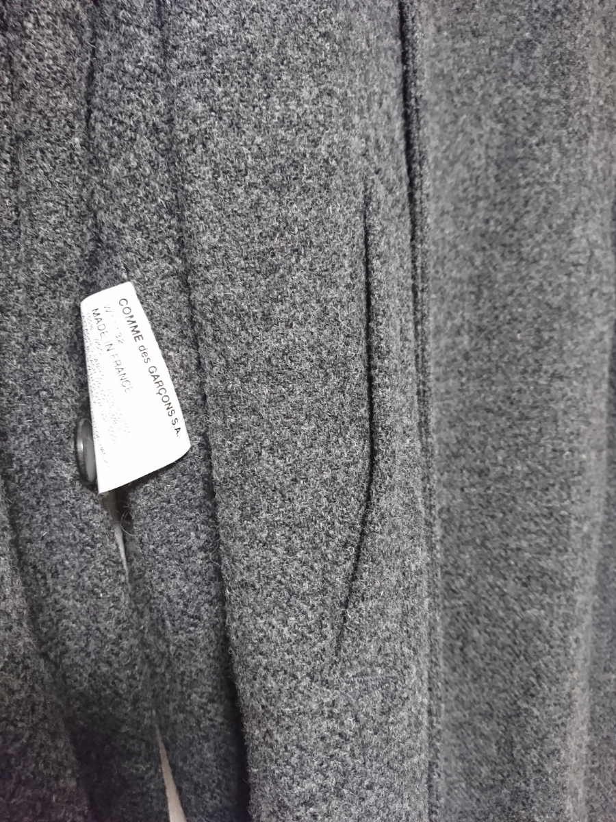 送料無料 定価12万円程 ピーコさん色違い着用 comme des garcons shirt コムデギャルソン シャツ リバーシブル　コート ジャケット　L _オールグレー側はポケットがあります。