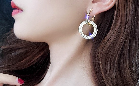  free shipping *MagiaDolce 5413*2way earrings Kirakira hoop earrings Gold hoop earrings Gold earrings party earrings 