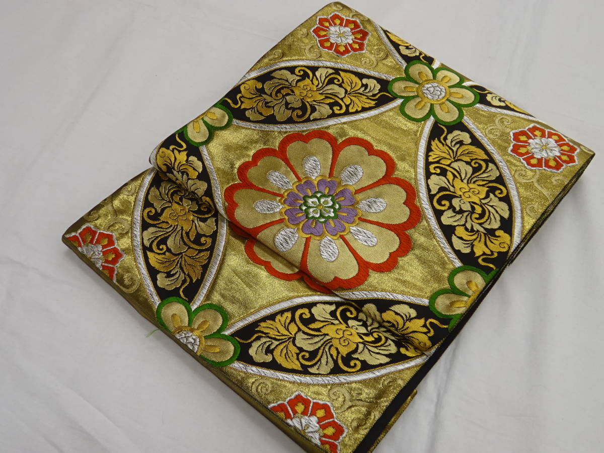 新品・未仕立て・振袖向き☆京都西陣・高山工房製・袋帯☆七宝華文柄 新品・未仕立て・振袖向き☆京都西陣・高山工房製・袋帯☆七宝華文柄