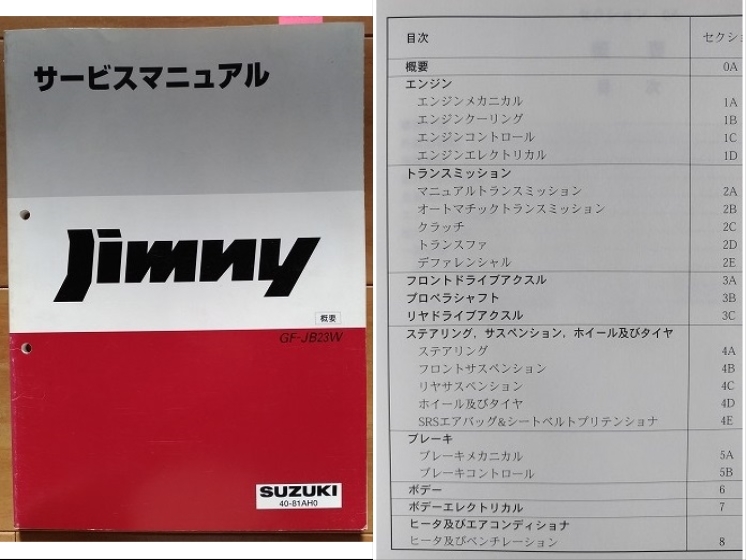 ジムニー　JB23W系　サービスマニュアル　8冊セット　Jimny　古本・即決・送料無料・画像多　管理№ 90254_画像2