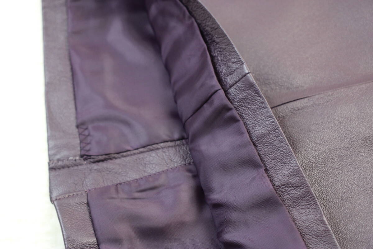 12-321 new goods tag attaching high class original leather tight skirt purple 9 number 