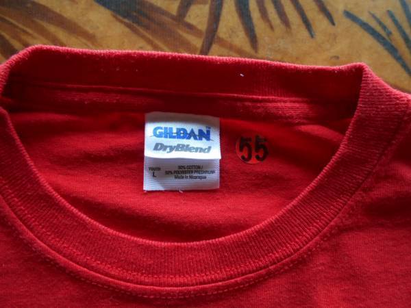 Tシャツ no.55 GILDAN, 子供L, 赤, 綿50%, ポリエステル50%米軍基地から出たもの中心_画像2