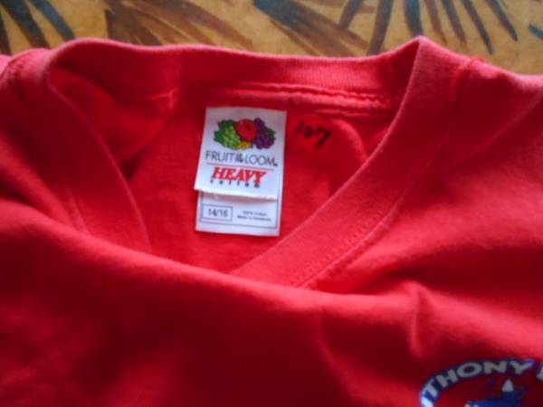  футболка  no.107 FRUIT of THE LOOM HEAVY, 14/16,  красный ,  хлопок 100% американская армия  ... с ... вещь   центр 