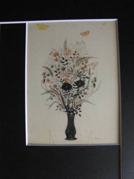 三岸好太郎、花と蝶、希少画集画、新品額装付、状態良好 三岸好太郎、花、希少画集画、新品額装付 (三岸好太郎、花と蝶