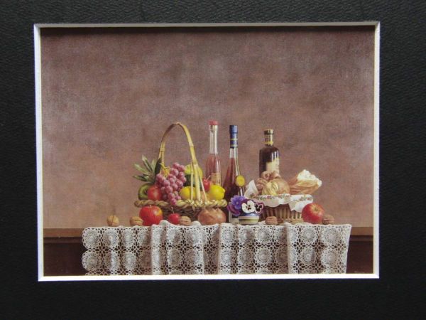 岩戸敏彦、『食卓より』、希少画集より、状態良好、新品木製額・額装付 岩戸敏彦、『食卓より』、希少画集より、状態良好、新品木製額
