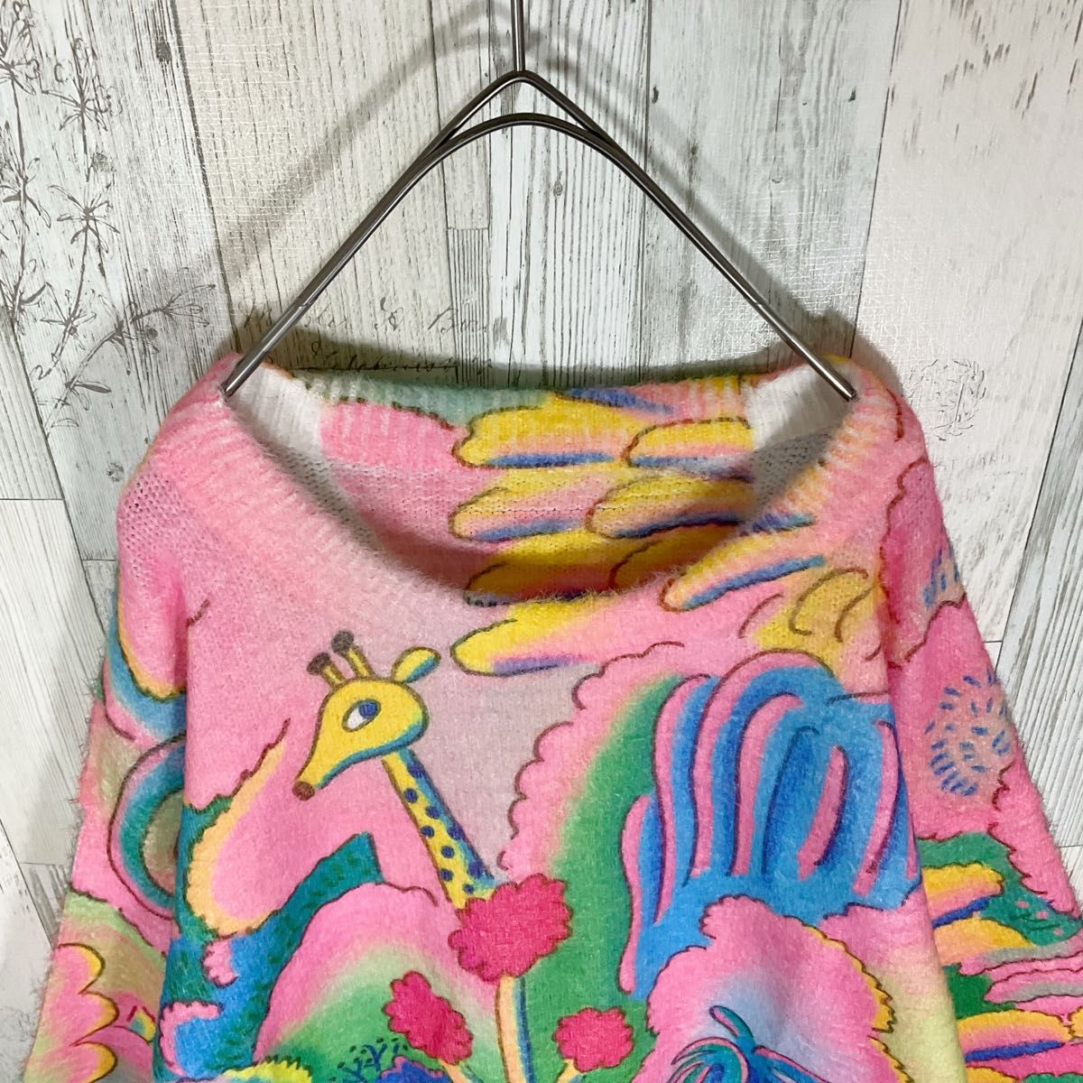 柄ニット 柄セーター レディース M ピンク 未使用 古着 総柄 柄ニット 柄セーター レディース M ピンク 未使用 古着 総柄