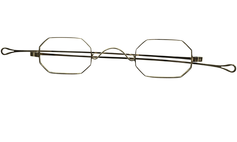 最高級マテリアルOLD ハイエンドピース1900s以前 USA製14K金無垢SOLID GOLDムスタッシュ型一山ブリッジ OCTAGON リーディンググラス 老眼鏡