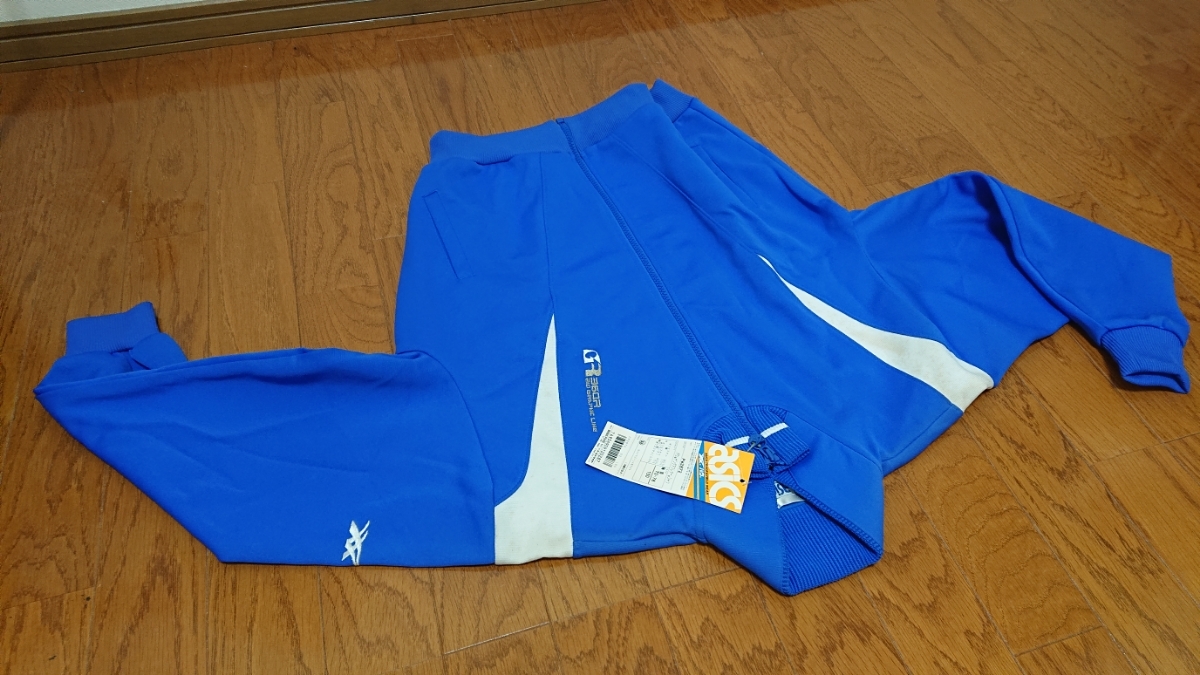  rare Asics pauPW2872 asics Tiger jersey outer garment gym uniform blue white Showa Retro unused tag attaching Gold Tiger 