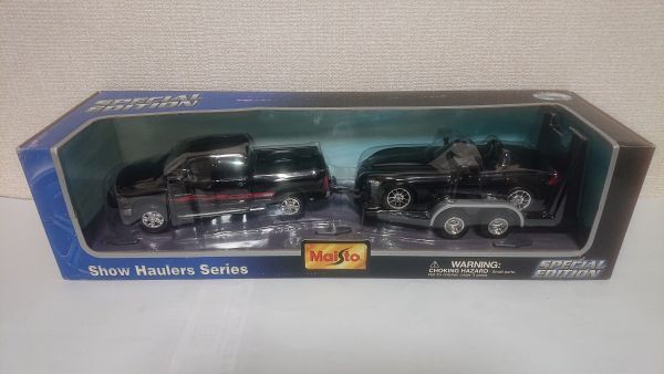 マイスト 1/27 2002 ダッジ ラム DODGE RAM QuadCab 1500 ピックアップトラック ブラック 1/24 2003 ダッジ ヴァイパー SRT-10 トレーラー