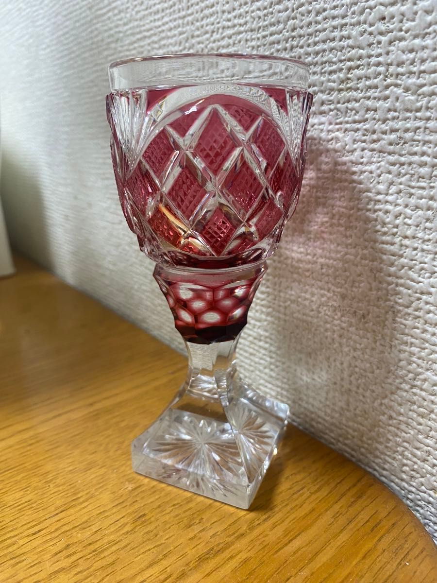 【未使用品】薩摩切子 脚付杯(大)(薩摩切子)