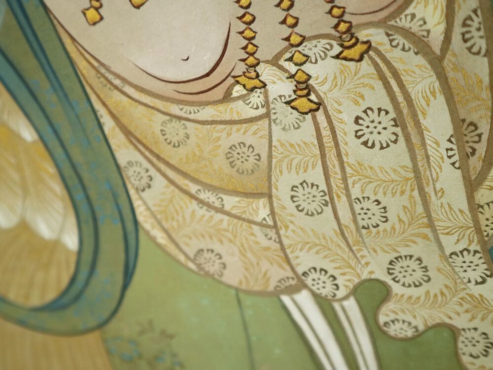 時代物 肉筆 羽衣天女 羽衣 天女 天女図 美人画 絹本 彩色 掛軸 時代物 肉筆 羽衣天女 羽衣 天女 天女図 美人画 絹本 彩色 掛軸