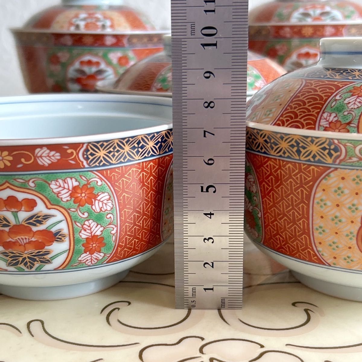 有田焼 醍醐窯 赤絵花紋 蓋付き丼ぶり 5客セット 雑煮碗 金彩古 有田焼 醍醐窯 赤絵花紋 蓋付き丼ぶり 5客セット 雑煮碗 金彩古