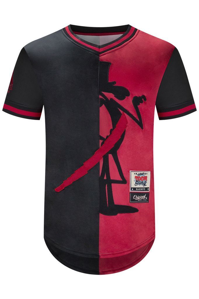 日本未発売 【XL】 BlackKyes ブラックキーズ 野球 ベースボールシャツ Vネック ToonGang 赤 ピンクパンサー PinkPanther アメコミ USA_画像1