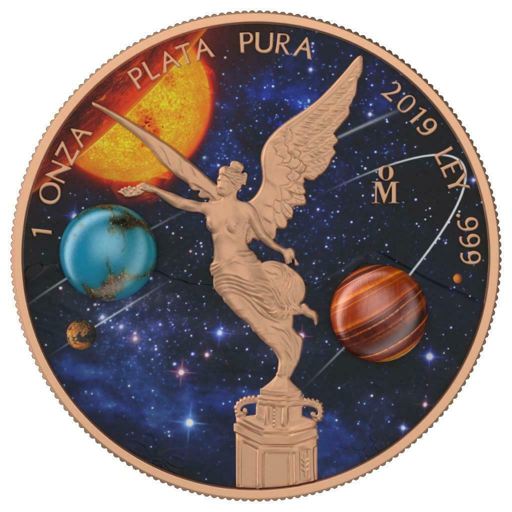 メキシコ　2019年　銀貨　１オンザ　 Libertad Astronomy　@2-20_画像1