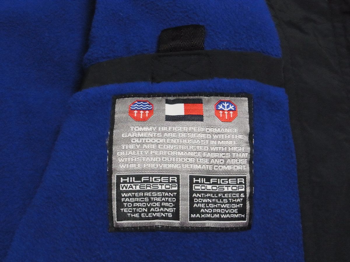 ☆ 90s ビンテージ TOMMY HILFIGER トミーヒルフィガー COLD STOP ナイロン フリース ジャケット sizeS 黒 ☆古着 フラッグ ロゴ オールド_画像5