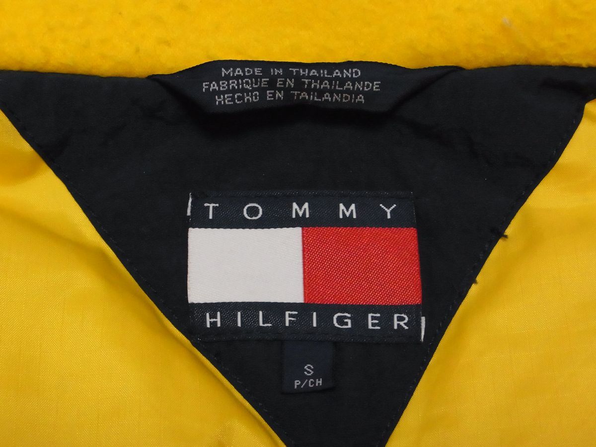 ☆ 90s ビンテージ TOMMY HILFIGER トミーヒルフィガー フラッグ カラー 刺繍 ロゴ ダウン ジャケット sizeS ネイビー ☆古着 オールド_画像5