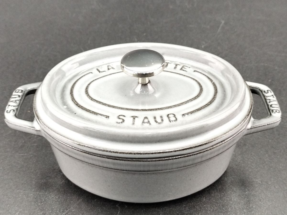 6 ストウブ ピコ ココット オーバル 15x9cm カンパーニュ グレー IH 対応 STAUB◆キッチン 両手 鋳物 鉄製 鍋 料理 調理 器具 フランス