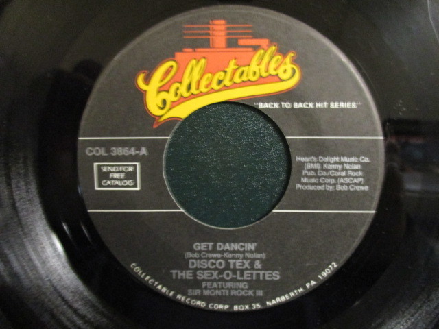 Disco Tex & The Sex-O-Lettes ： Get Dancin' 7'' / 45s ★ Bob Crewe / Kenny Nolan ☆ c/w I Wanna Dance Wit Choo // シングル盤 / EP _画像1