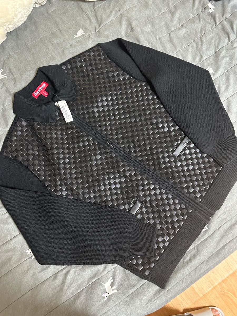 Supreme Woven Leather Zip Up Cardigan Supreme Woven Leather Zip Up Cardigan