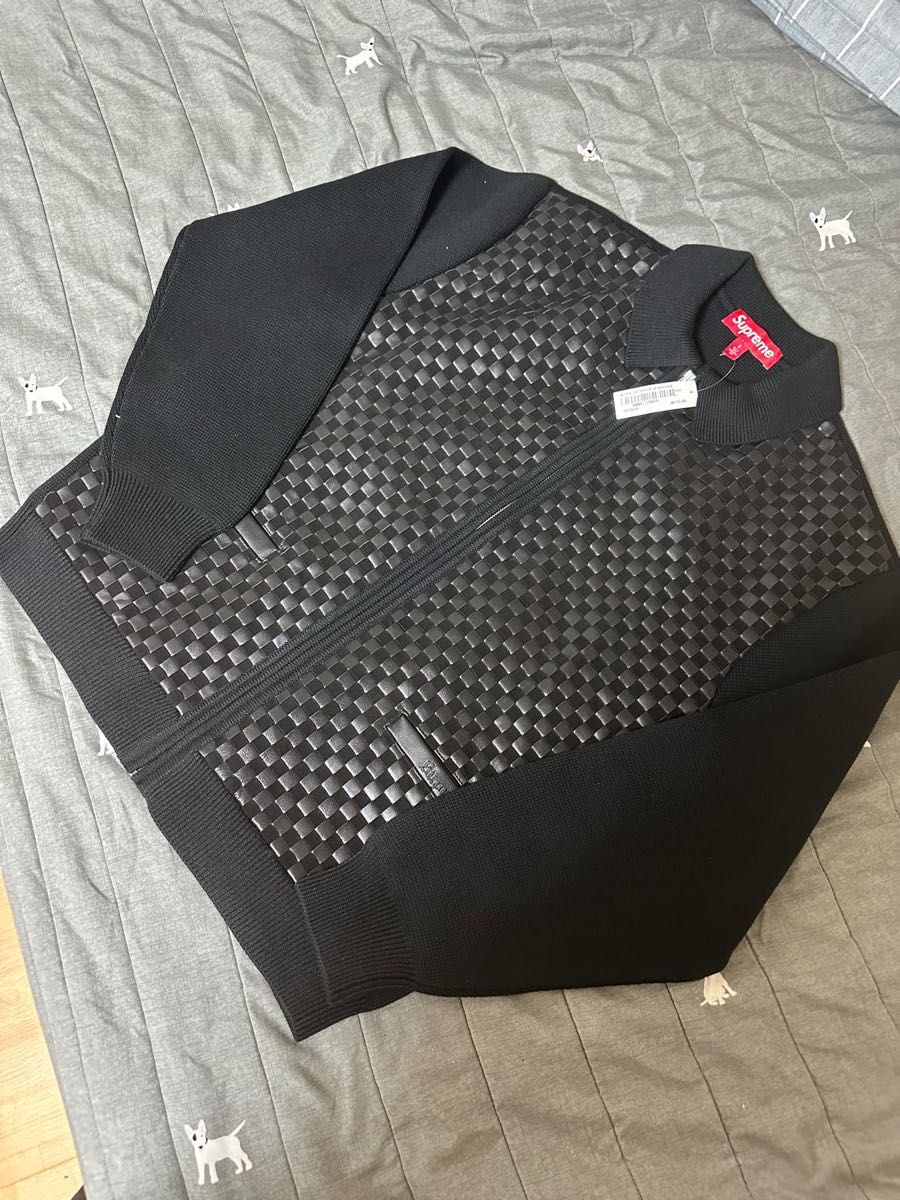 Supreme Woven Leather Zip Up Cardigan Supreme Woven Leather Zip Up Cardigan