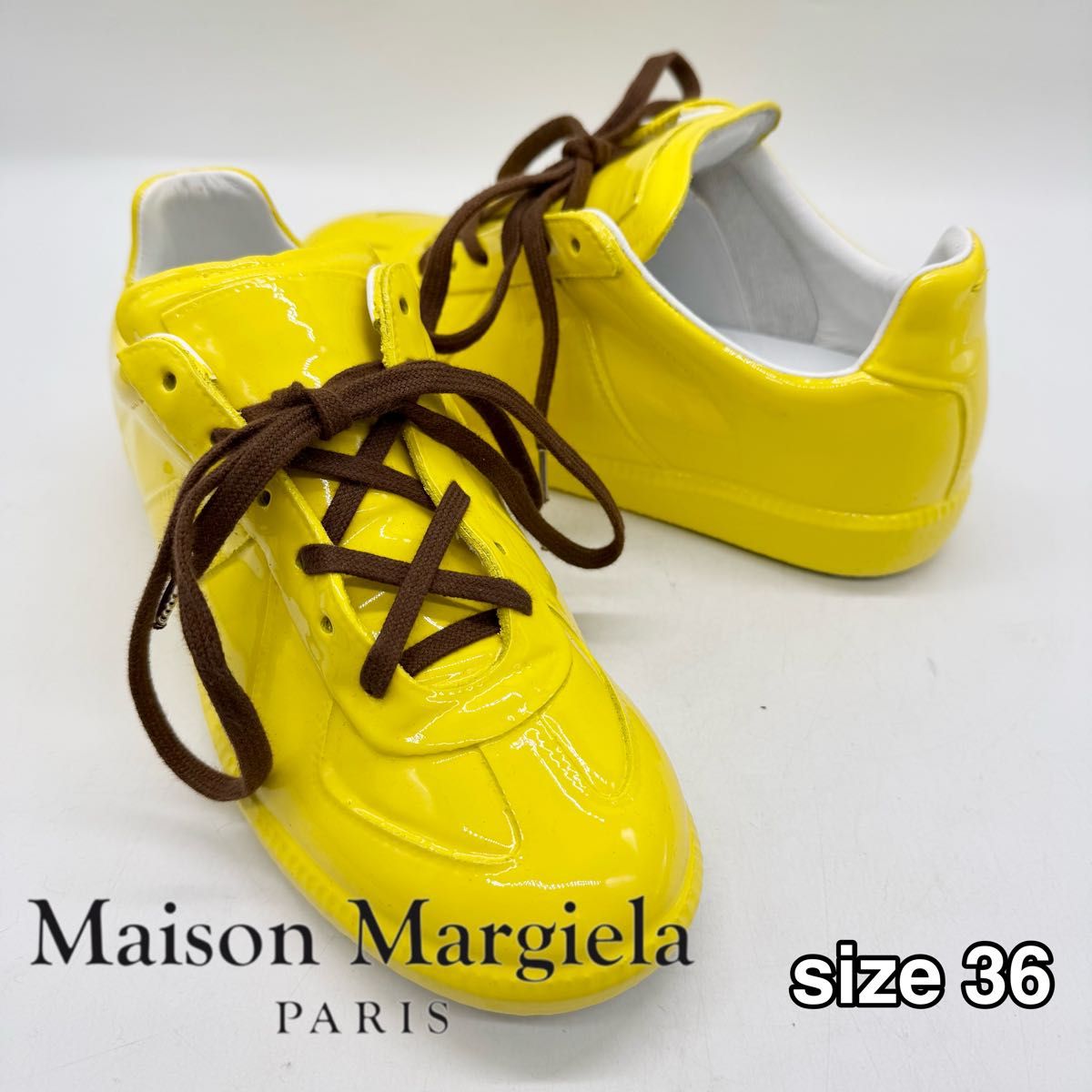 直営店★Maison Margiela★パテントレザーのレプリカスニーカー Maison Margiela メゾンマルジェラ スニーカー レプリカ 36