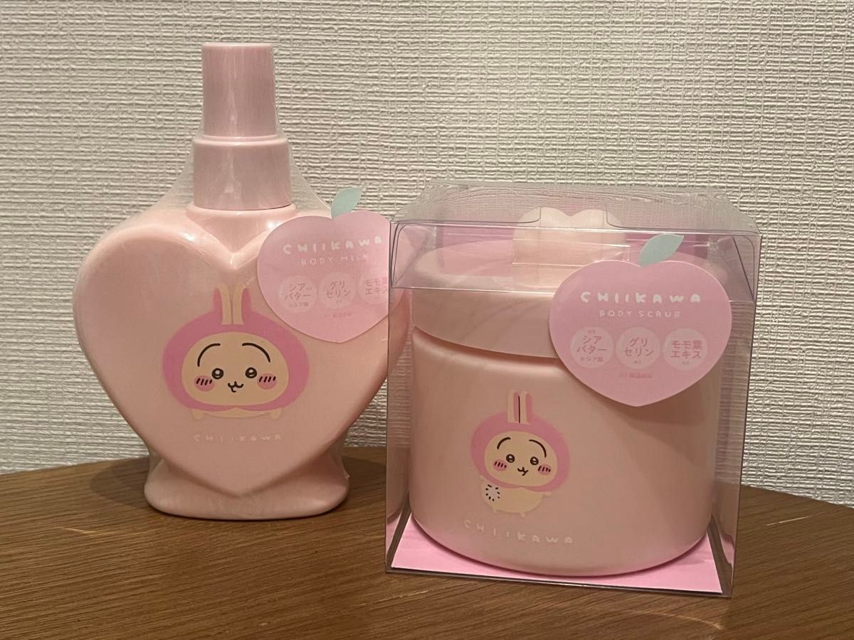うさぎキャンディハートバングル ちいかわ うさぎボディミルク&ボディスクラブ ピンク ハート型