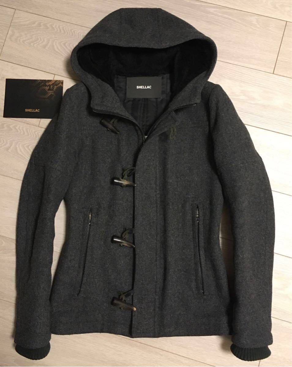 SHELLAC高級ライダースダッフルコートグレー美品【定価88000円】5351