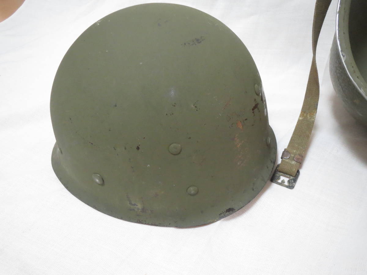 実物 珍品 入手困難 WW2～KOREA 米軍 M1ヘルメット フロントシム　海軍で使用されていた物？_画像9