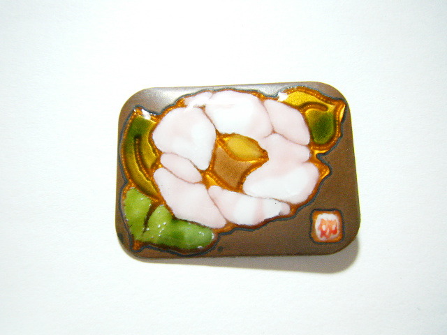 ★ブローチ 七宝焼 花 46mm×34mm【YP15】